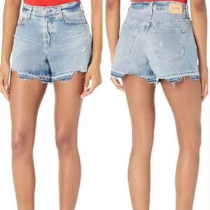 New AG Alexxis High Rise Wedgie Distressed Cut Off Denim Shorts size 27
